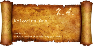 Kolovits Ada névjegykártya